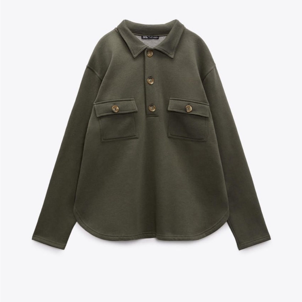 Women Zara Plush Overshirt With Pockets Size Small